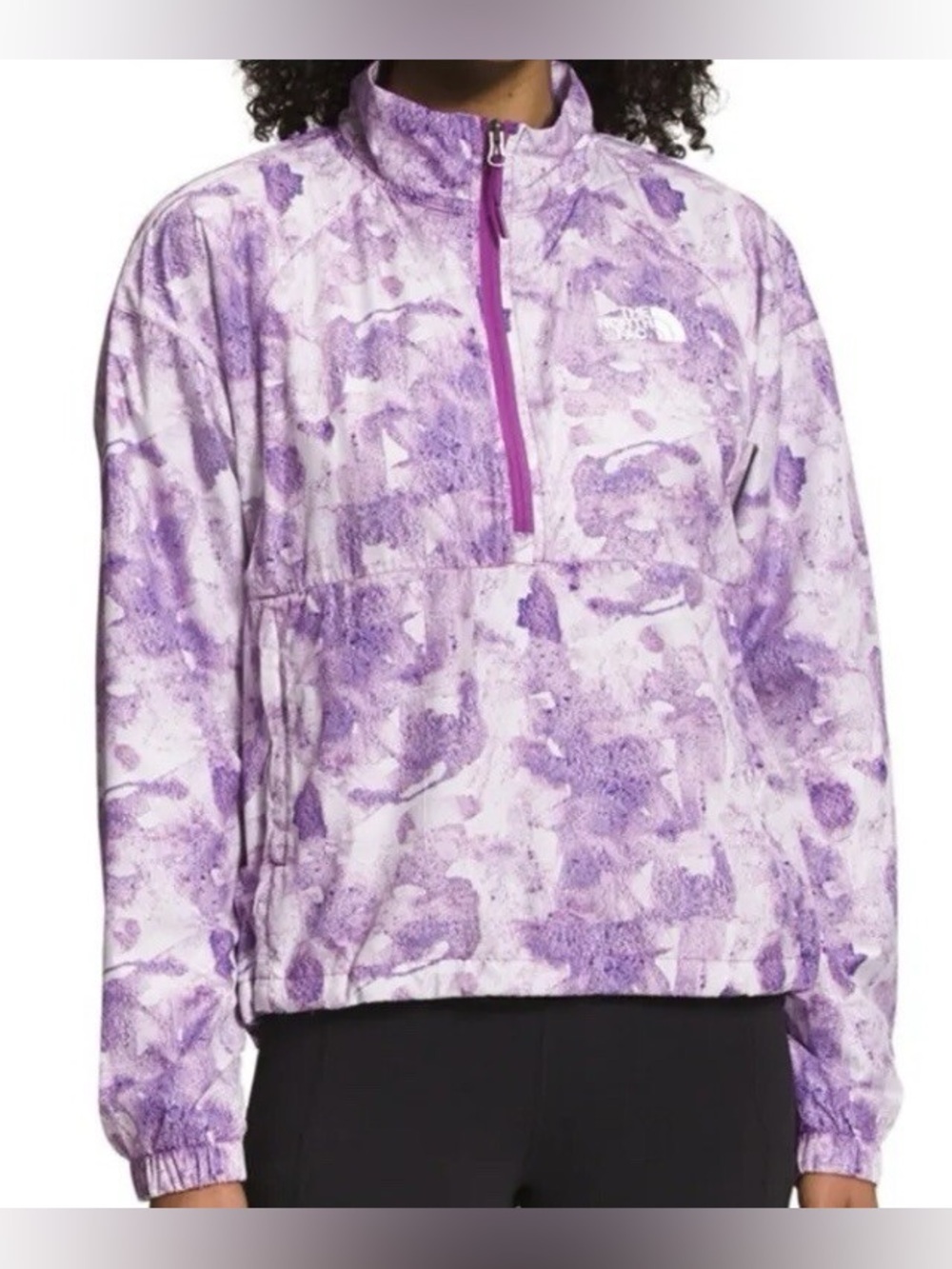 The North Face Womens 1/2 Zip Hydrenaline Purple Print Pullover Windbreaker Sz S